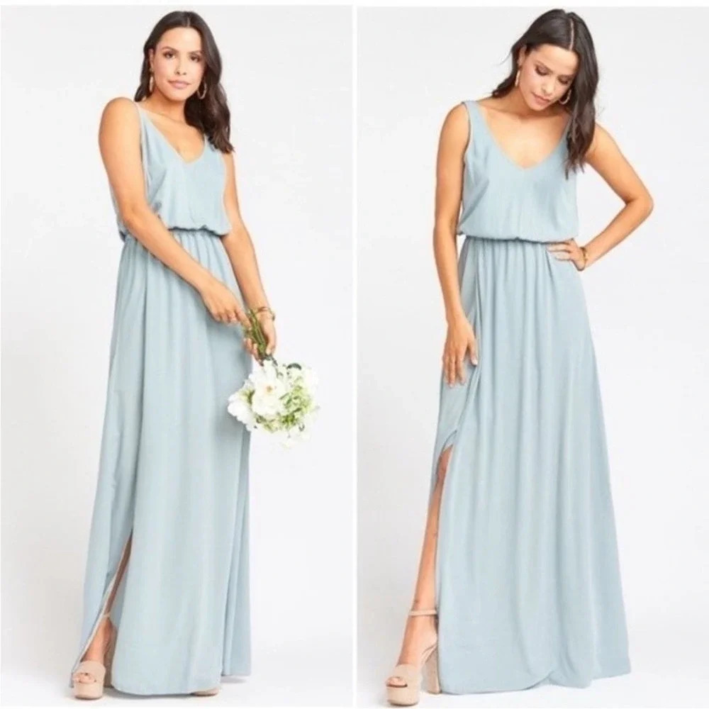 Show Me Your Mumu Kendall Maxi Dress in Silver Sage Crisp Bridal size XL NEW